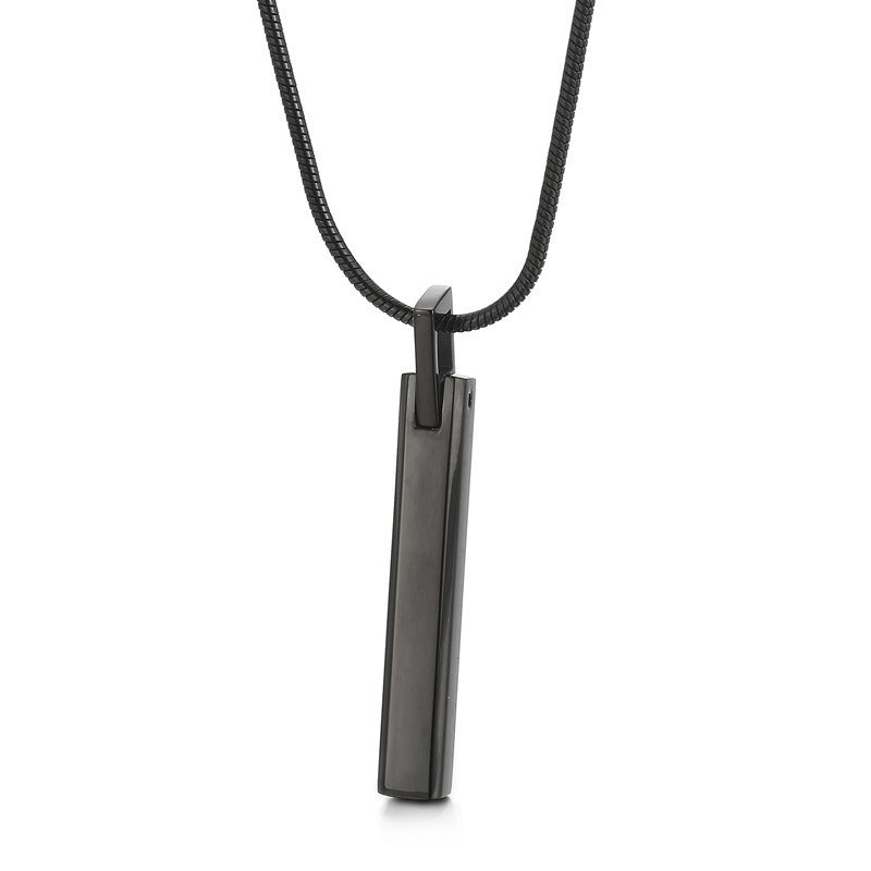 Kemstone Slim Rectangular Bar Pendant Necklace for Men Stainless Steel KP98934-KFC