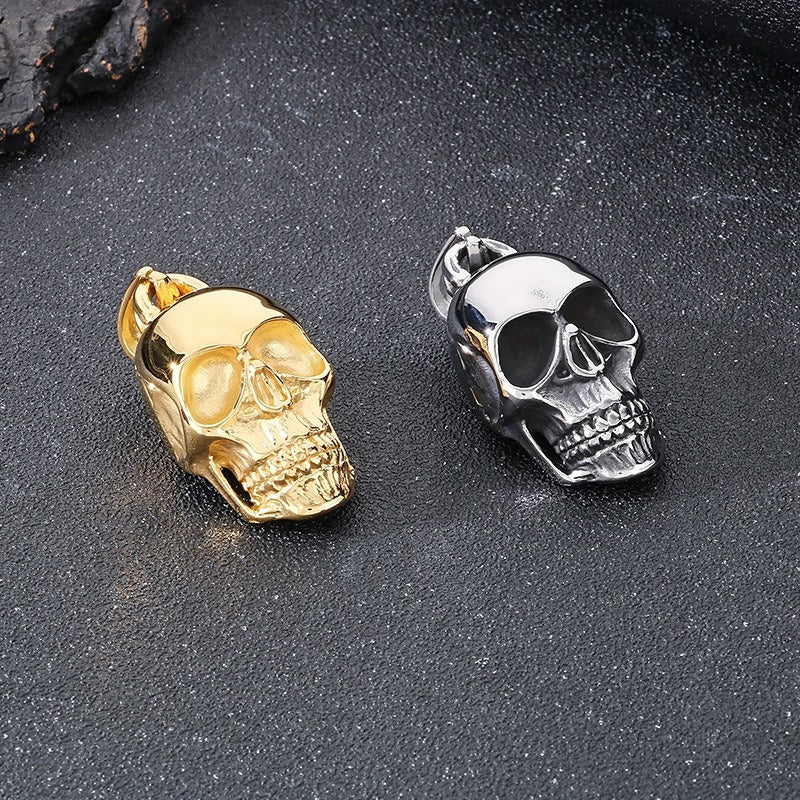 Kemstone Titanium Steel Skull Pendant Necklace for Men – Polished Gothic KP115574-KJX