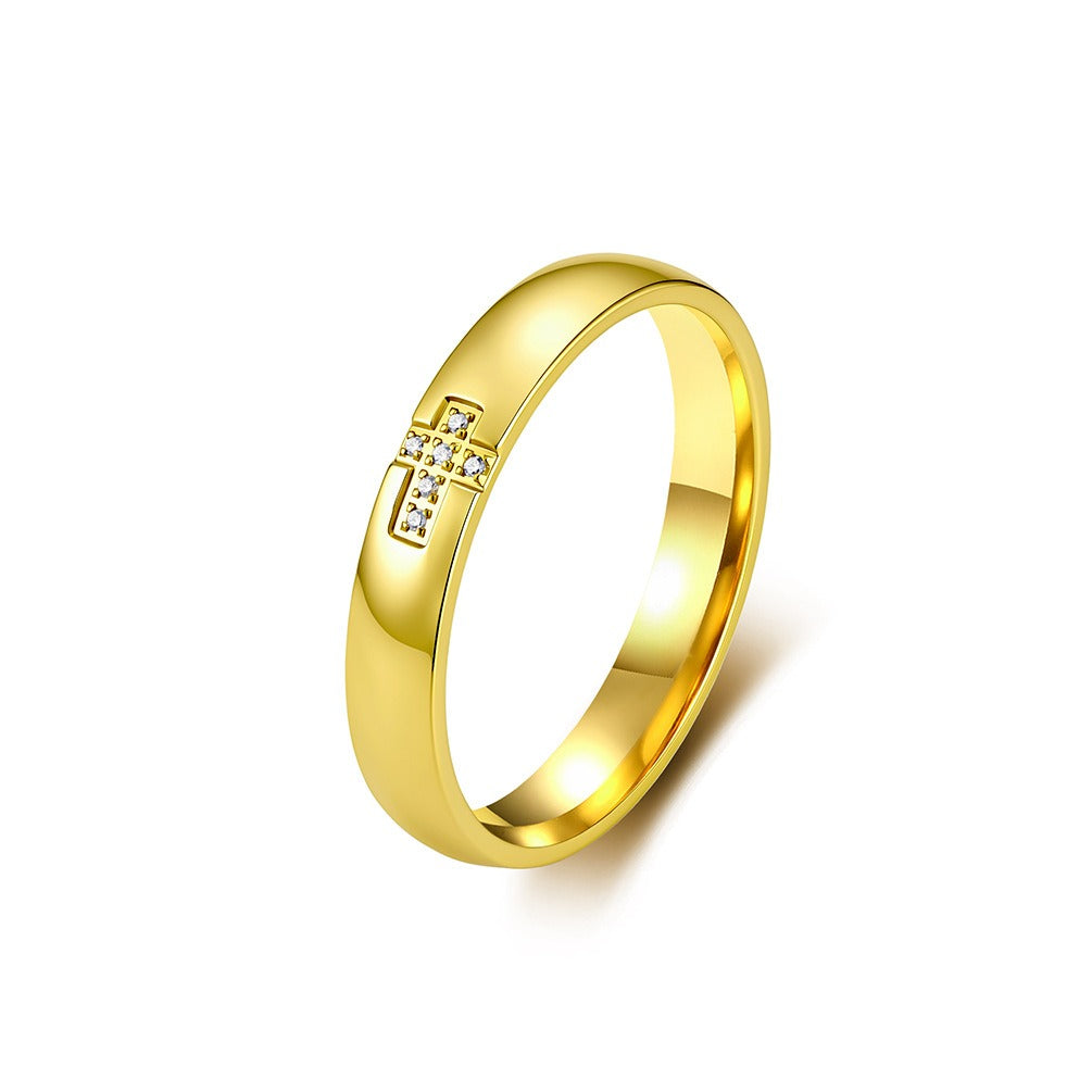 Kemston Cross Ring for Men & Women Stainless Steel Small Stone Detail K-R1222