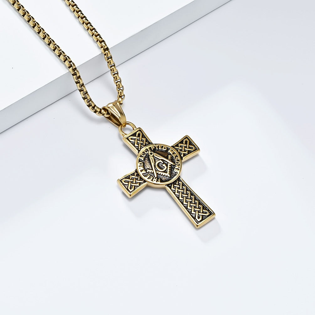 Kemstone Celtic Knot Cross Necklace for Men Stainless Steel Vintage K-PT569