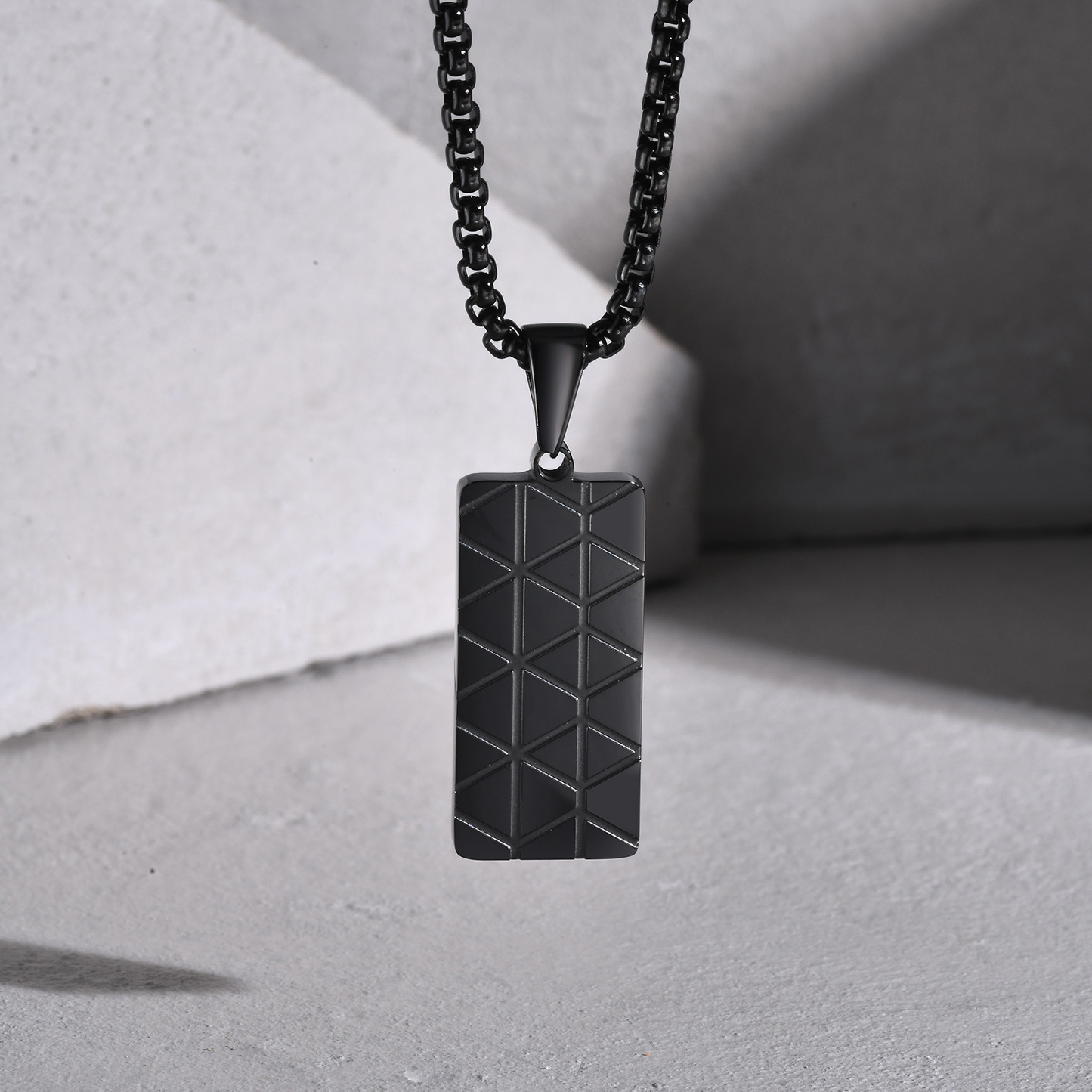 Kemstone Stainless Steel Rectangular Pendant Necklace for Men PN-2077