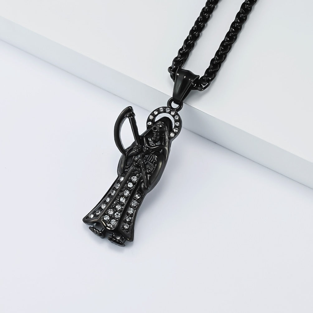 Kemstone Stainless Steel Guardian Figure Pendant Necklace for Men – Gothic Hip Hop DZ-065