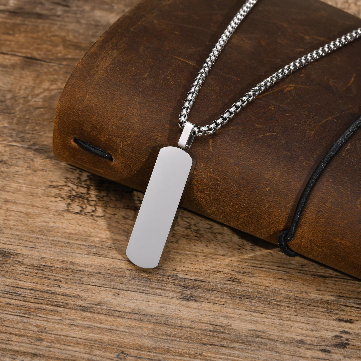 Kemstone Stainless Steel Rectangular Bar Pendant Necklace for Men PN-1874