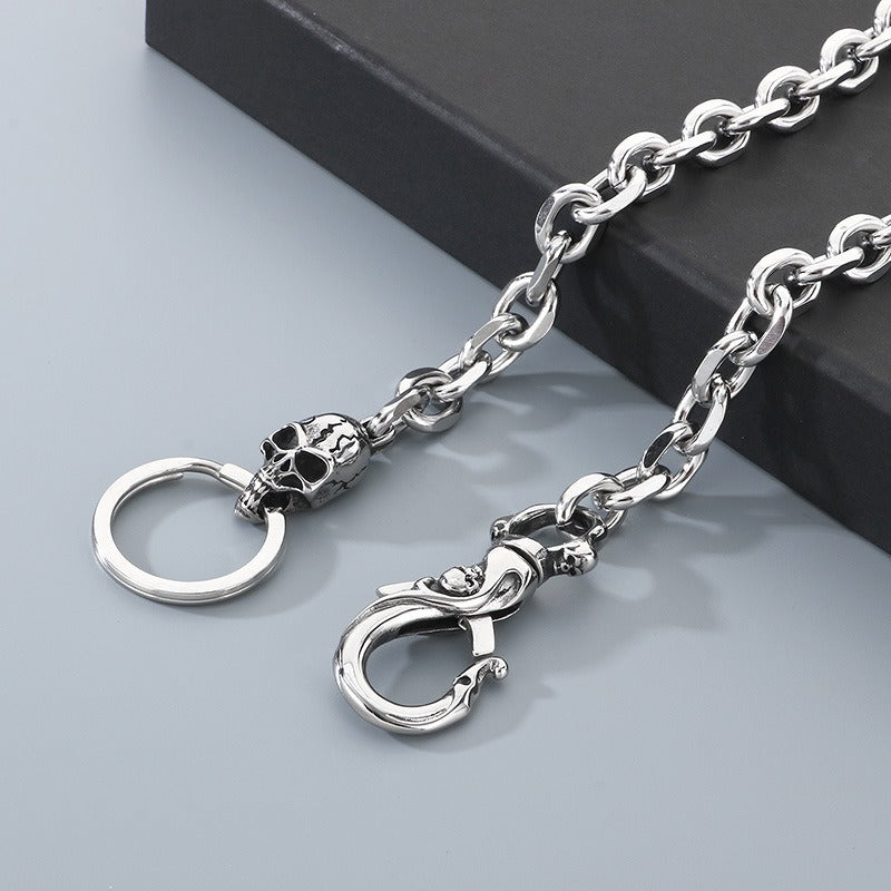 Kemstone Titanium Steel Skull Pants Chain – Double Clasp Street Wallet Chain for Men KK025-Z