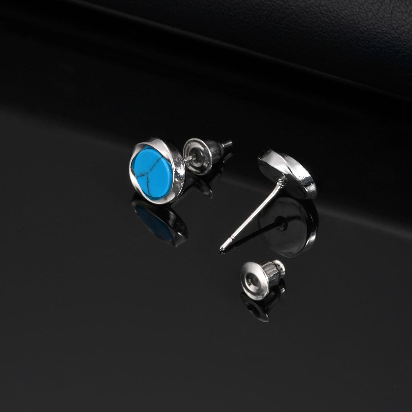 Kemstone Men’s Copper Earrings – Turquoise & Tiger Eye Mobius Studs EBS-208