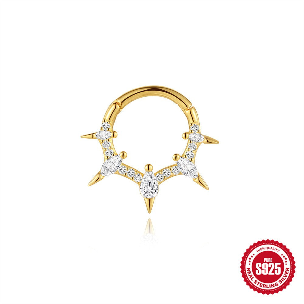 Kemstone S925 Sterling Silver Deer Antler Cartilage Hoop for Women Cubic Zirconia 60266661344C