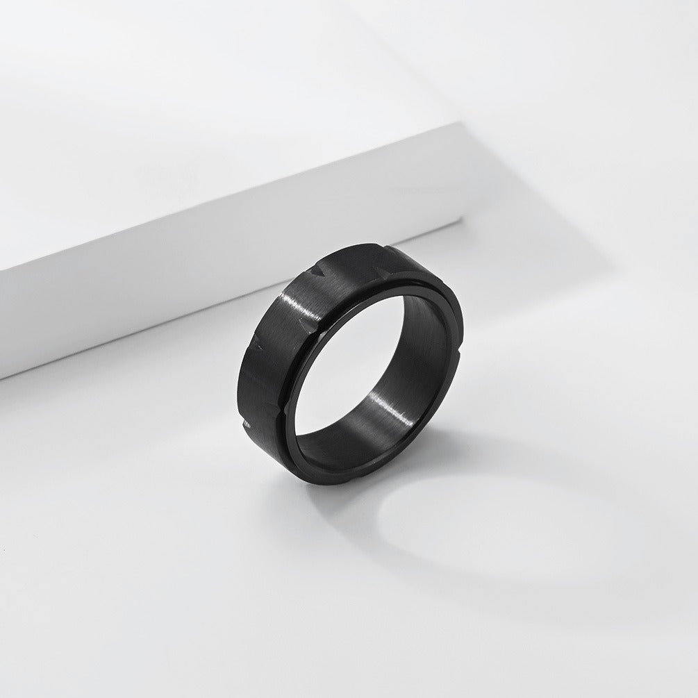 Kemstone Spinner Ring for Men Stainless Steel Matte Rotating Design K-R1148