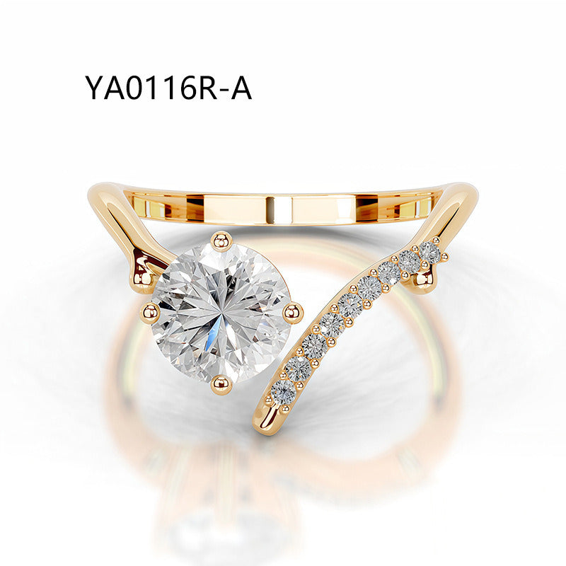 Kemstone Flora Series Moissanite Rings for Women | 2 Carat D-E Color VVS Clarity | 18K Gold Plated S925 Sterling Silver