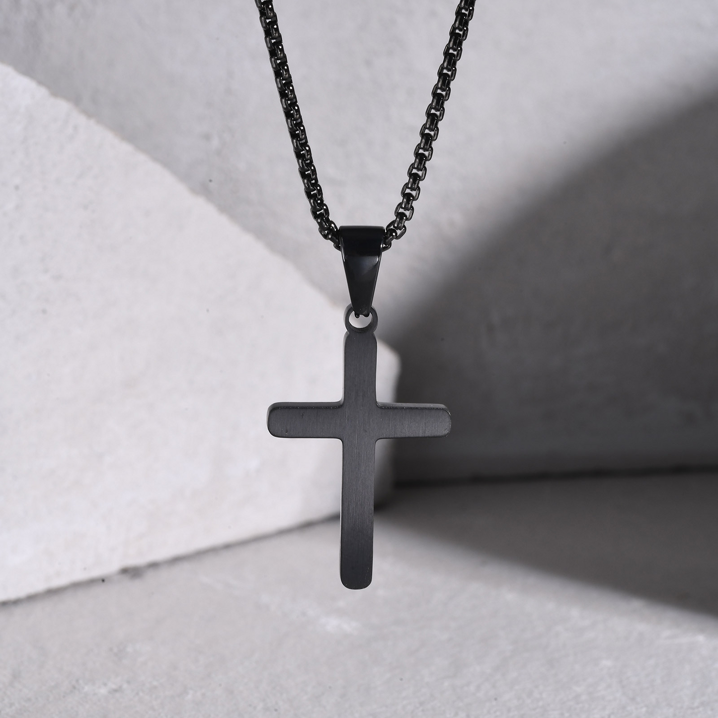 Kemstone Stainless Steel Brushed Cross Necklace for Men – Silver Gold Black PN-2078
