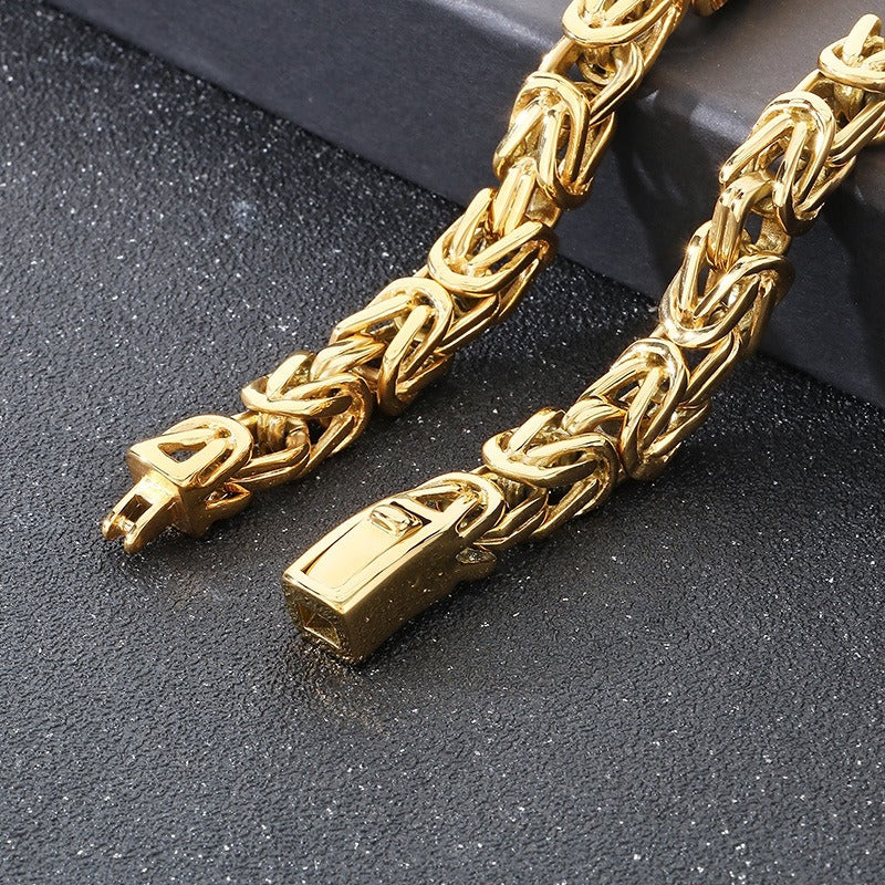 Kemstone Titanium Steel Peace Pattern Imperial Chain Necklace – Vintage Hui Geometry for Men KN86617-BD