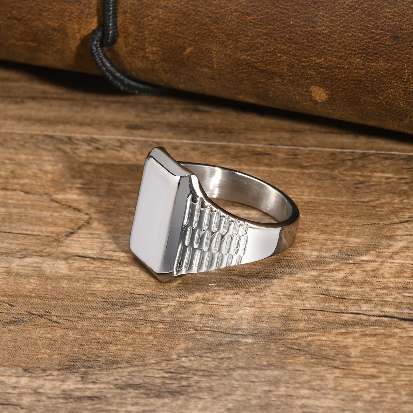 Kemstone Stainless Steel Square Signet Ring for Men – Matte Flat Top RC-595