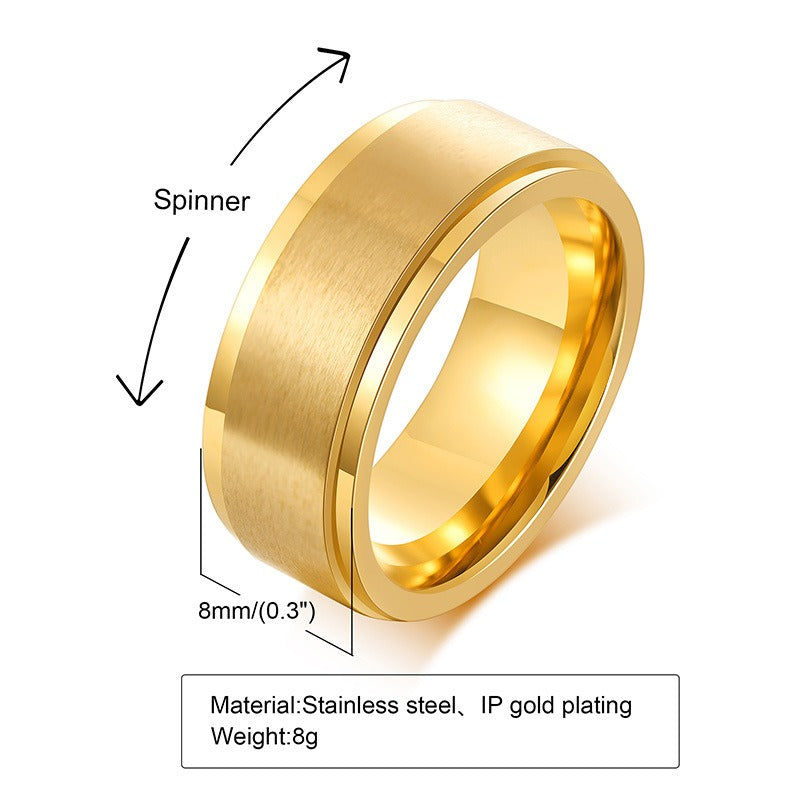 Kemstone Titanium Steel Spinner Ring – Minimalist Men’s Jewelry Ring R-394