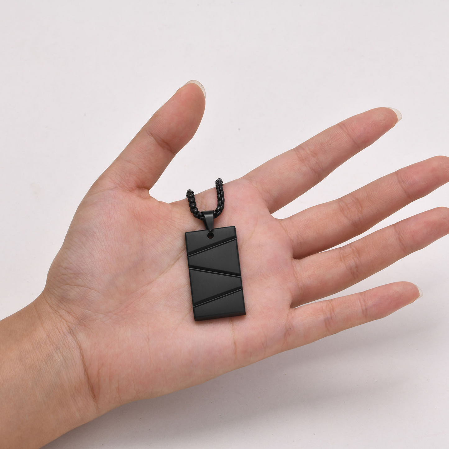 Kemstone Rectangle Bar Pendant Necklace – Stainless Steel for Men PN-1927