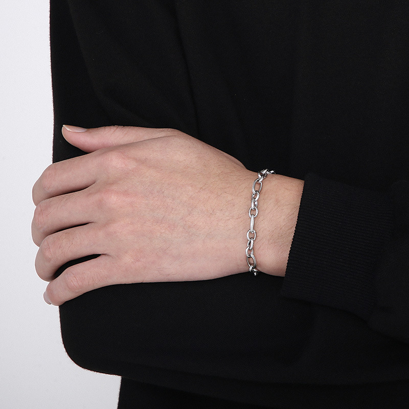 Kemstone O Link Chain Bracelet 6mm Titanium Steel Oval Link for Men Women KB146794-Z