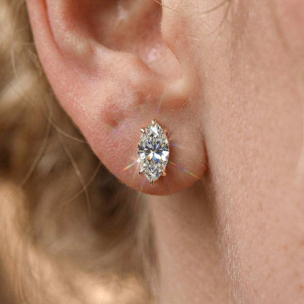 Kemston Marquise Moissanite Stud Earrings for Women 925 Sterling Silver SMOE24