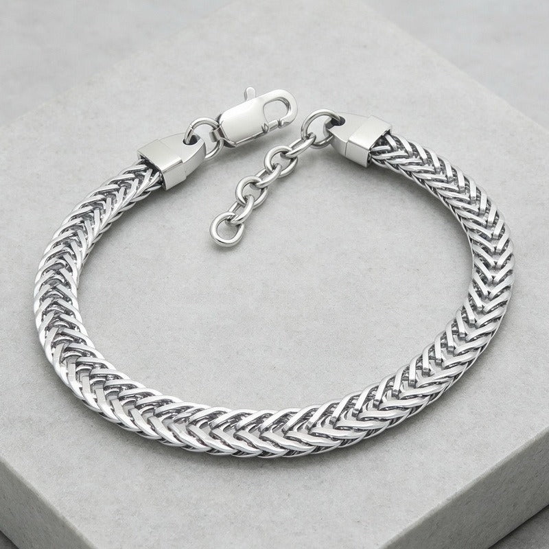 Kemston Braided Chain Bracelet for Men Stainless Steel Woven Texture KB216164-KFC