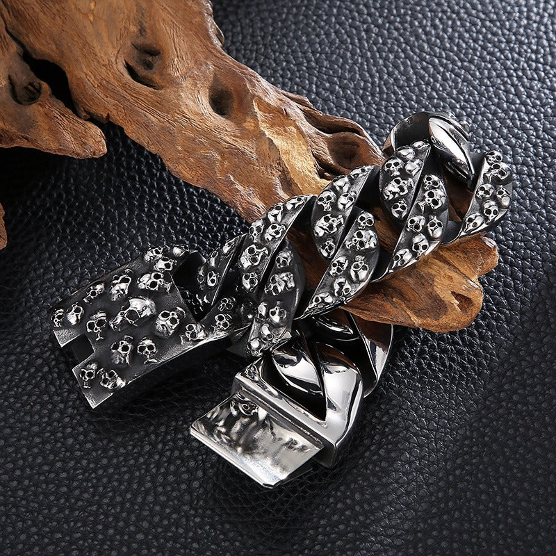 Kemstone Titanium Steel Skull Chain Bracelet for Men Punk Style KB149862-KJX