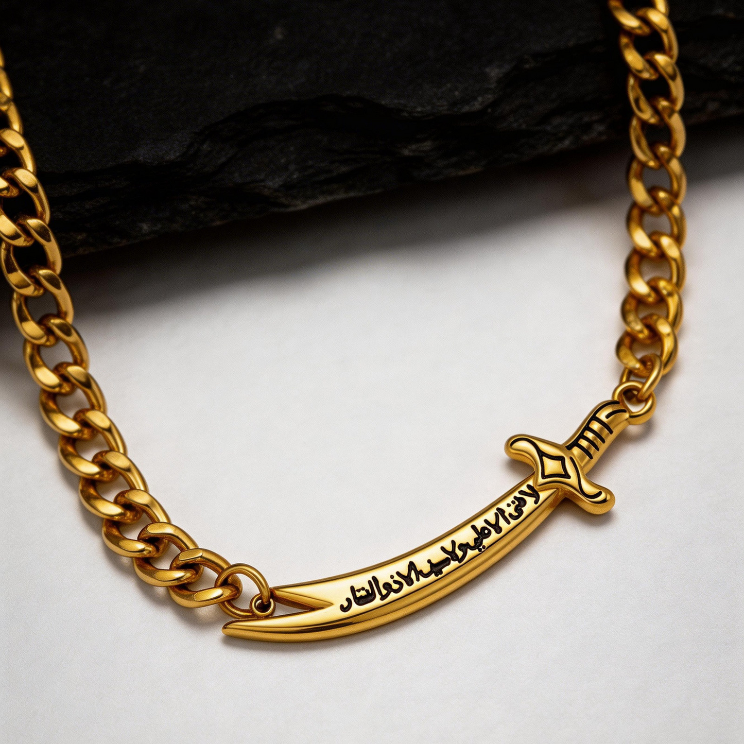Kemstone Stainless Steel Blade Chain Bracelet for Men Cuban Link Gold Silver BR-2755