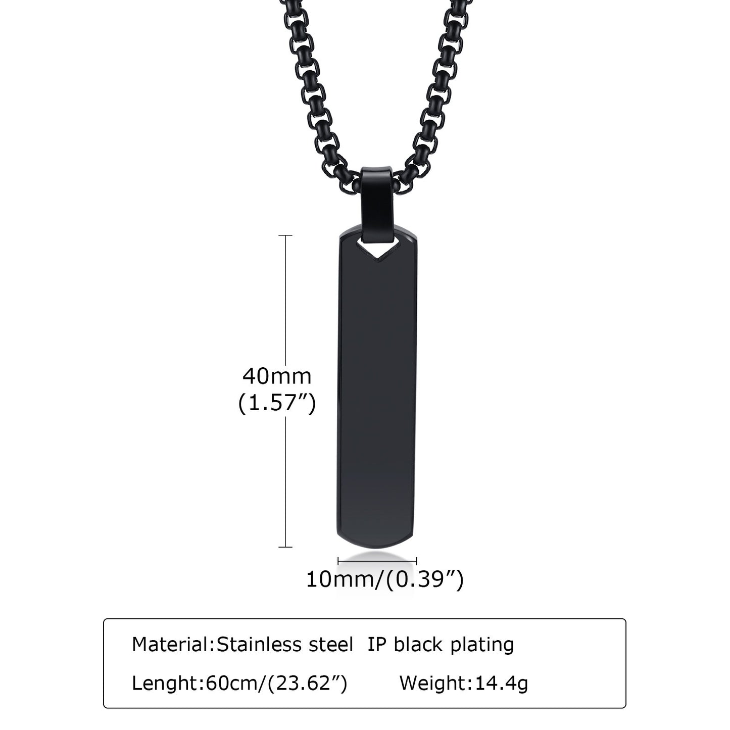 Collar con colgante de barra geométrica minimalista de acero inoxidable personalizable Kemstone - Joyería unisex personalizada para uso diario y regalos PN-1676
