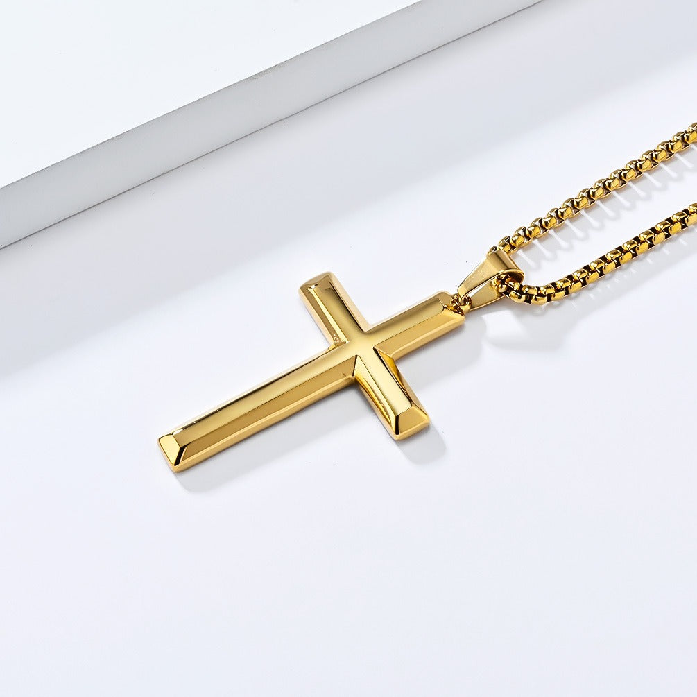 Kemstone Titanium Steel Cross Pendant Necklace for Men & Women – Minimalist Jewelry K-PT600