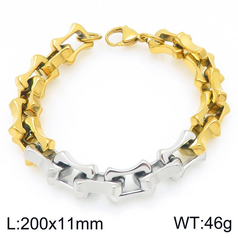 Kemstone Men’s Two-Tone Titanium Steel Bamboo Chain – 10/11/12mm KB207211-Z