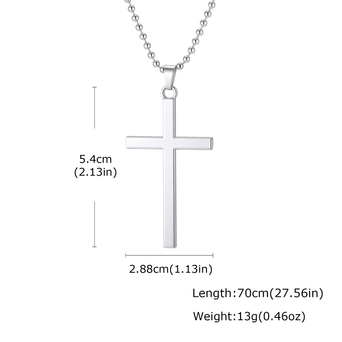 Kemston Cross Pendant Necklace for Men Alloy Long Chain Hip Hop Style NC-3028