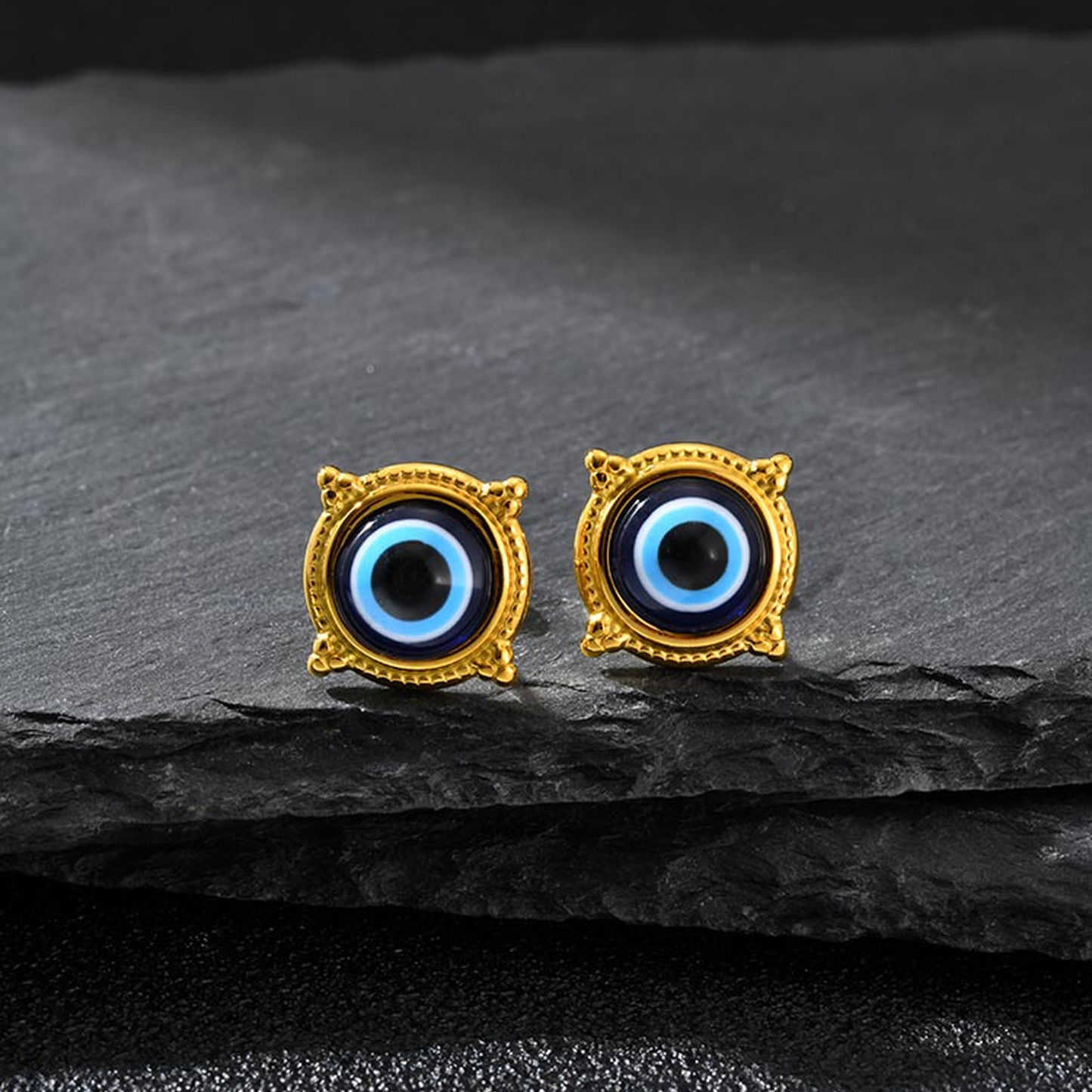 Kemstone Stainless Steel blue eye Stud Earrings for Men & Women ES-797