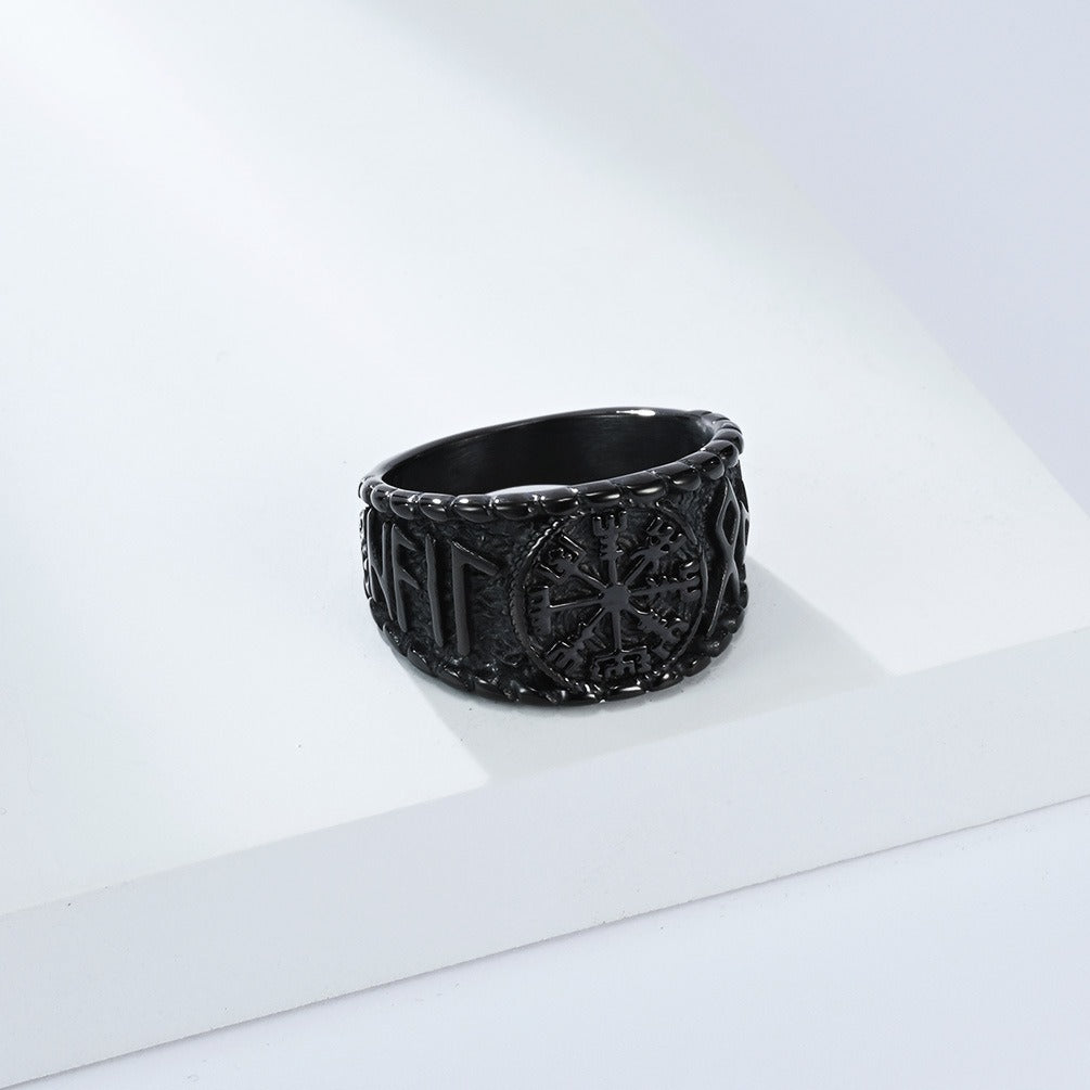 Kemstone Viking Rune Ring – Titanium Steel Norse Jewelry Band K-R1068