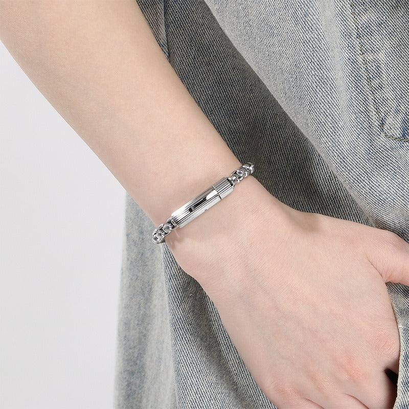 Kemstone Box Link Bracelet Titanium Steel 6mm Textured Chain for Men KB212472-ZGM