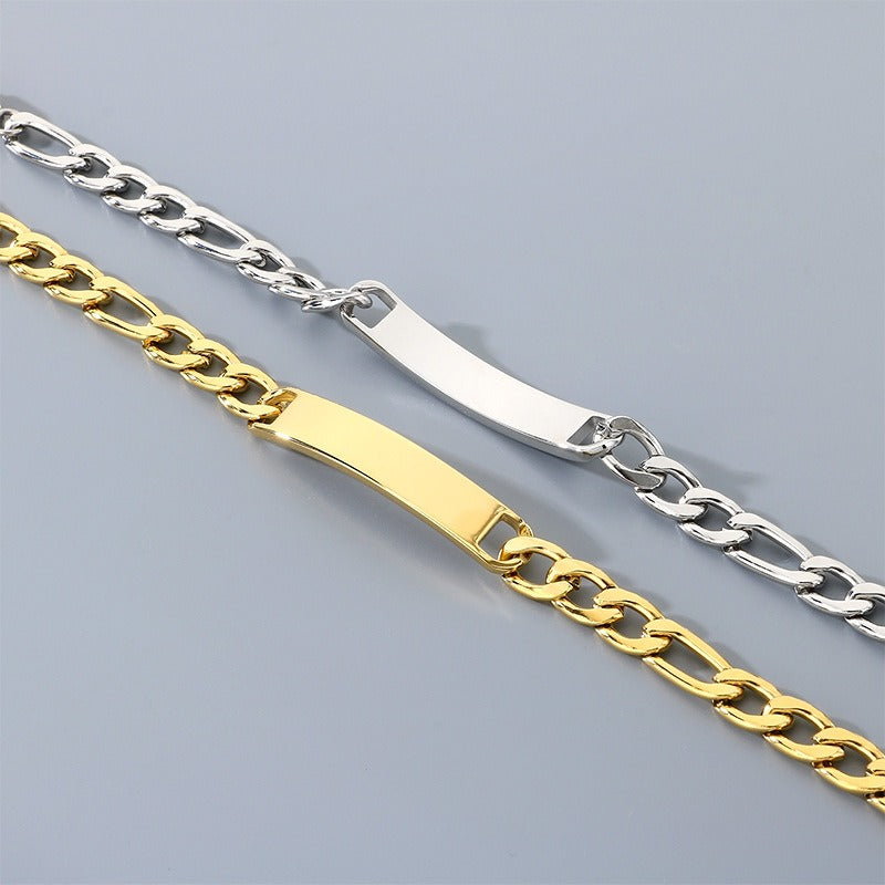 Kemstone ID Bracelet for Men Titanium Steel Cuban Chain Curved Bar KB212145-KFC