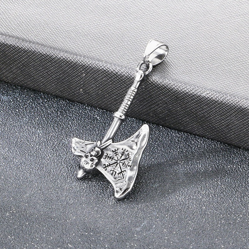 Kemstone Viking Axe Pendant Necklace Nordic Rune Titanium Steel for Men KP117913-MZOZ