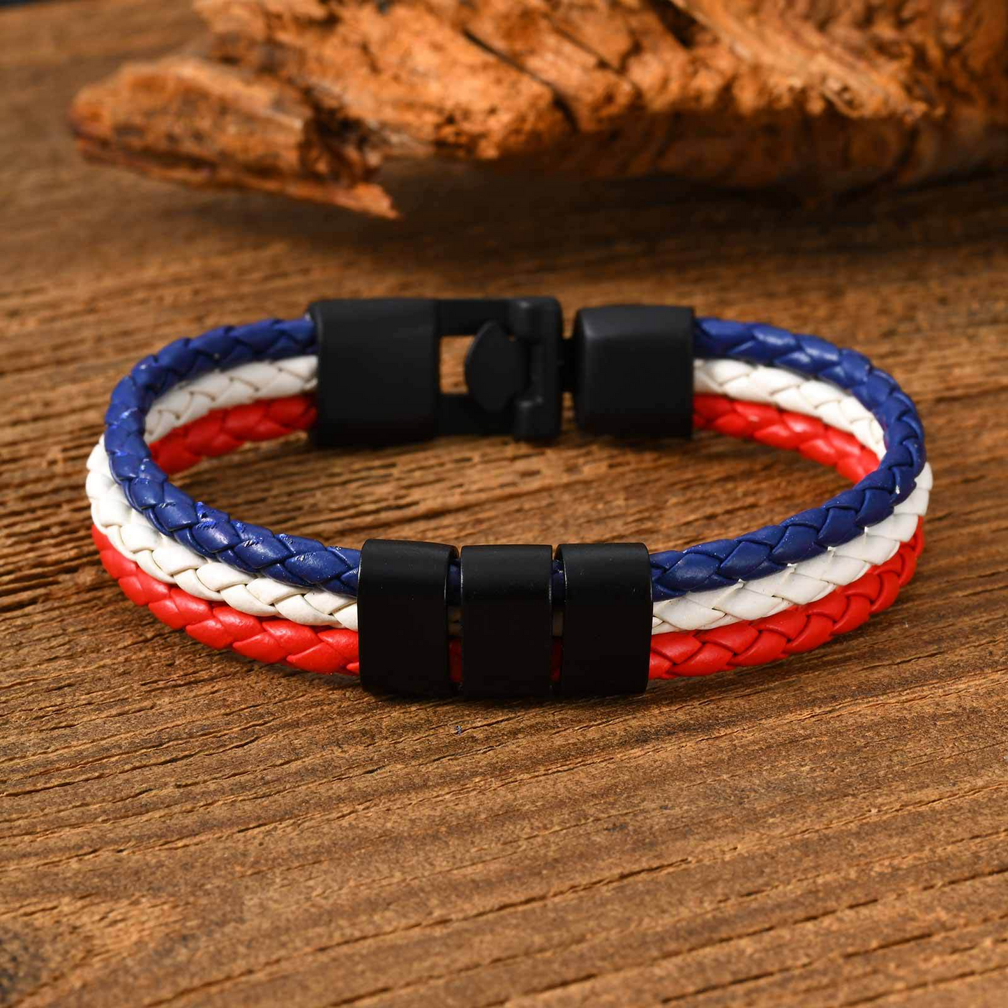 Kemstone Triple Layer Braided Leather Bracelet – Multicolor for Men BL-827