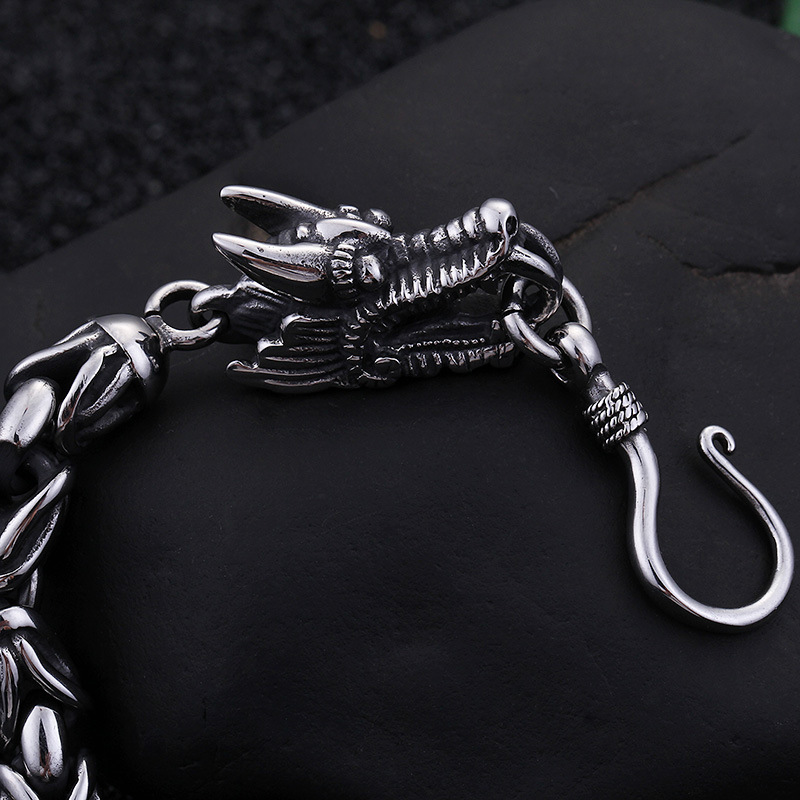 Kemstone Titanium Steel Dragon Head Hook Bracelet for Men KB76472-BD