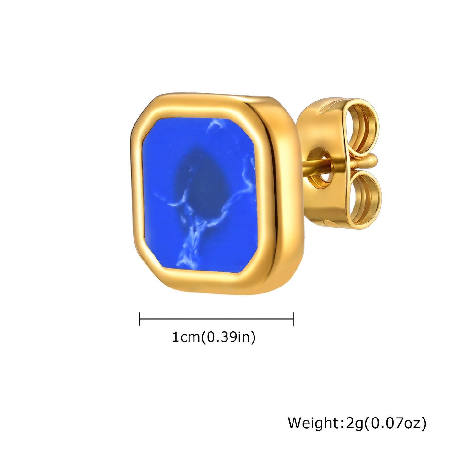 Kemstone Stainless Steel Square Stud Earrings – Shell, Tiger’s Eye, Malachite, Turquoise  for Men & Women ES-728