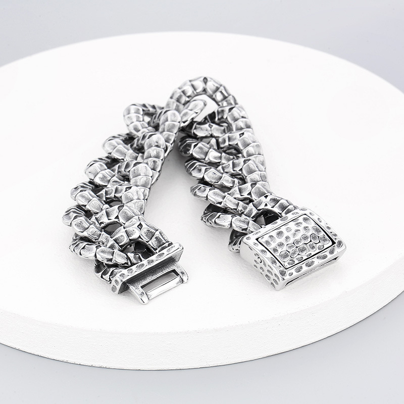 Kemstone Snake Chain Bracelet for Men Titanium Steel Snake Scale Link Design KB165138-KJX