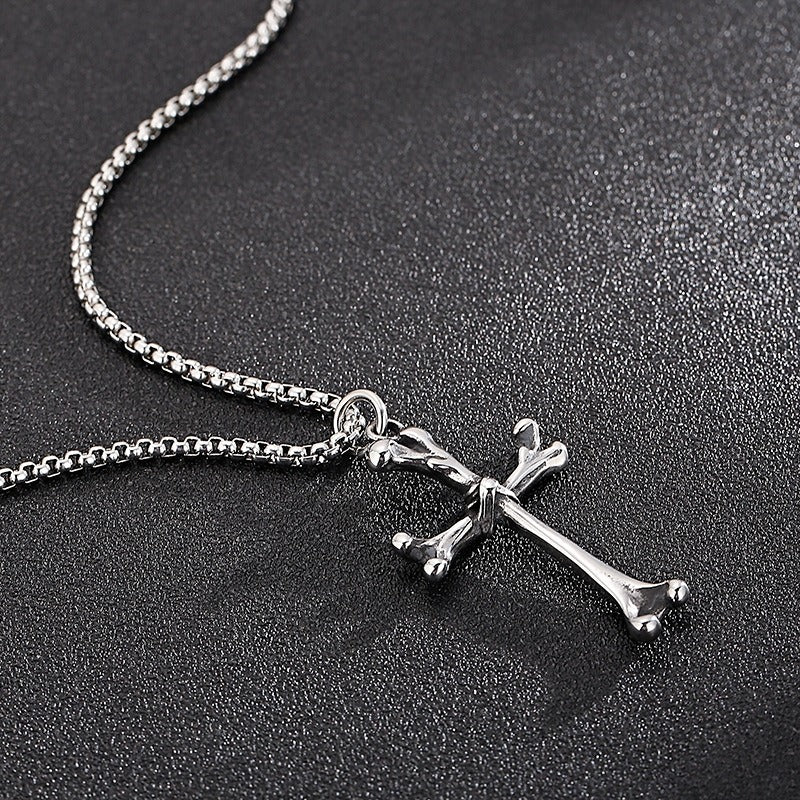 Kemstone Titanium Steel Bone Cross Necklace for Men Gothic KP97633