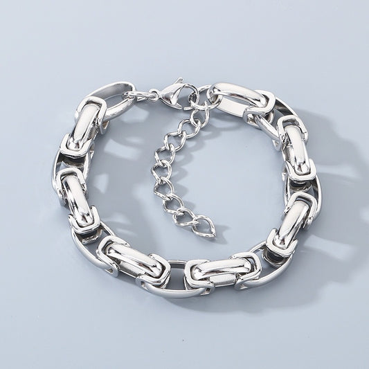 Kemstone Titanium Steel 10mm Oval Cuban Link Bracelet for Men KB210004-ZCG