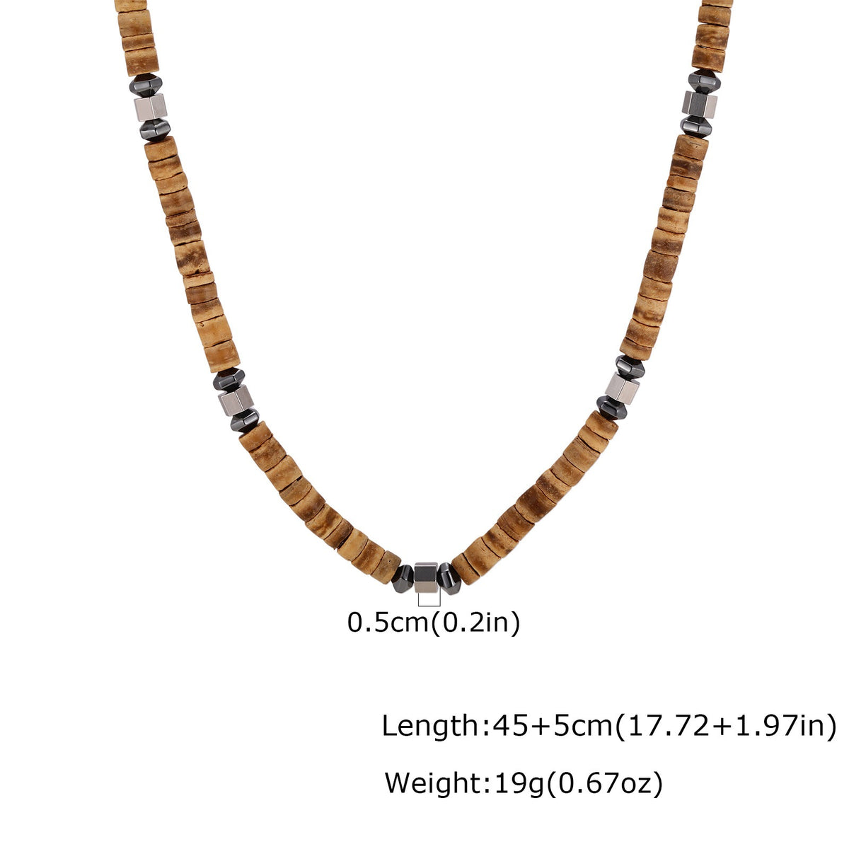 Kemstone Disc Bead Necklace for Men Geometric Accents NC3016
