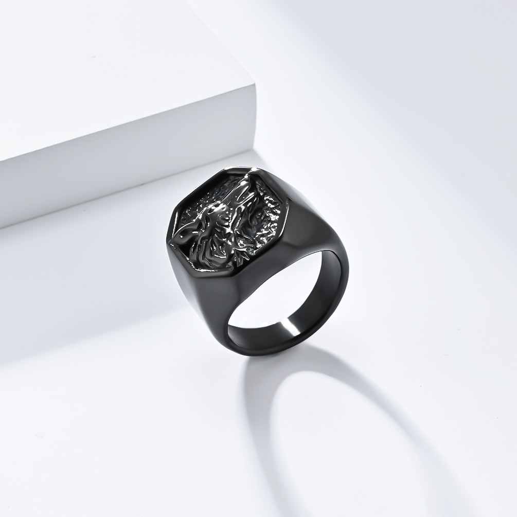 Kemstone Vintage Wolf Head Stainless Steel Ring for Men K-R832