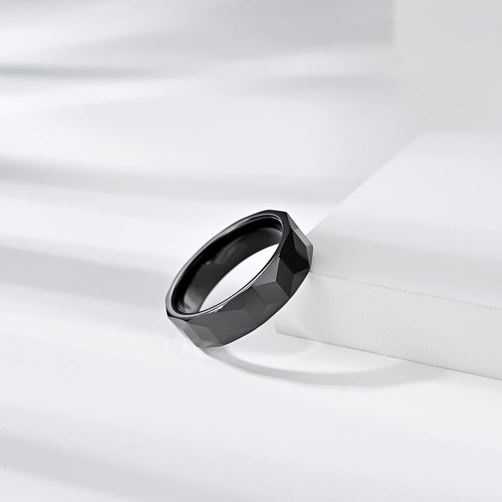 Kemstone Ceramic Ring – Faceted Geometric Design Jewelry for Men & Women K-R448