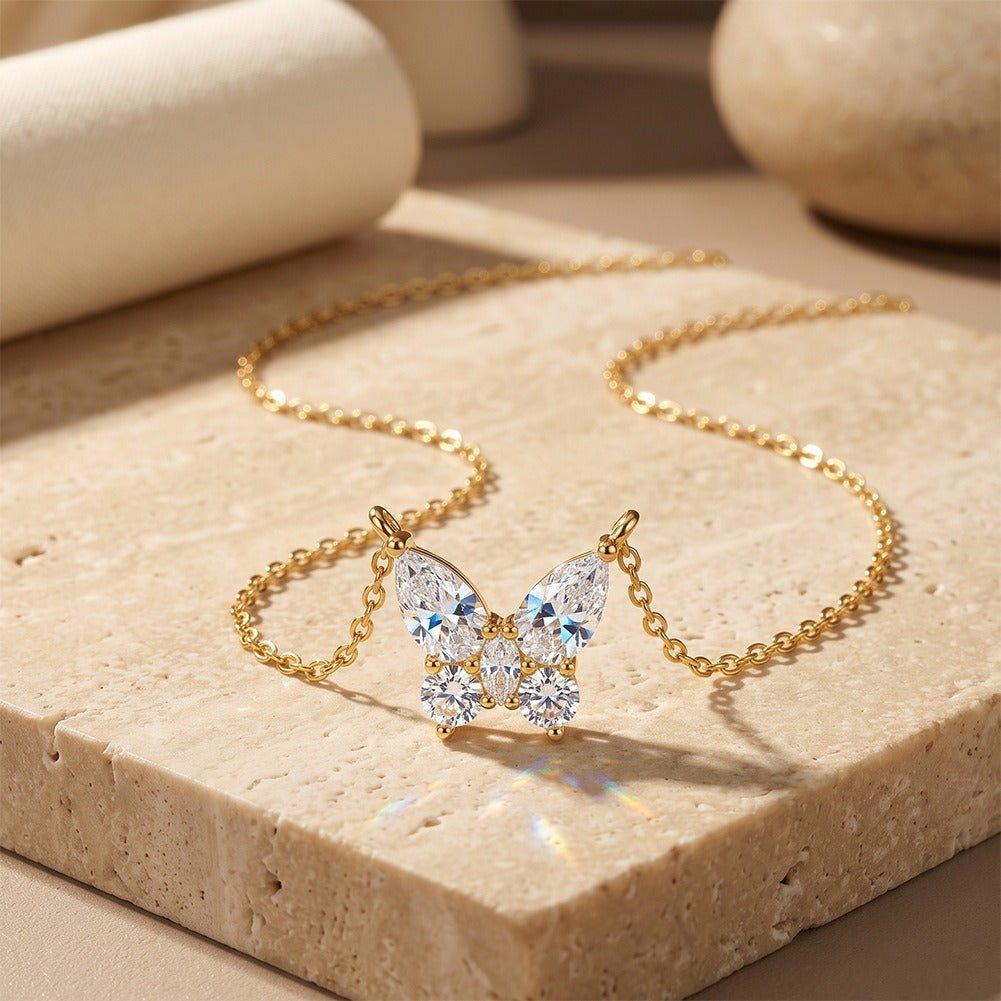 Kemston Pear Cut Moissanite Pendant Necklace for Women 925 Sterling Silver SMON25