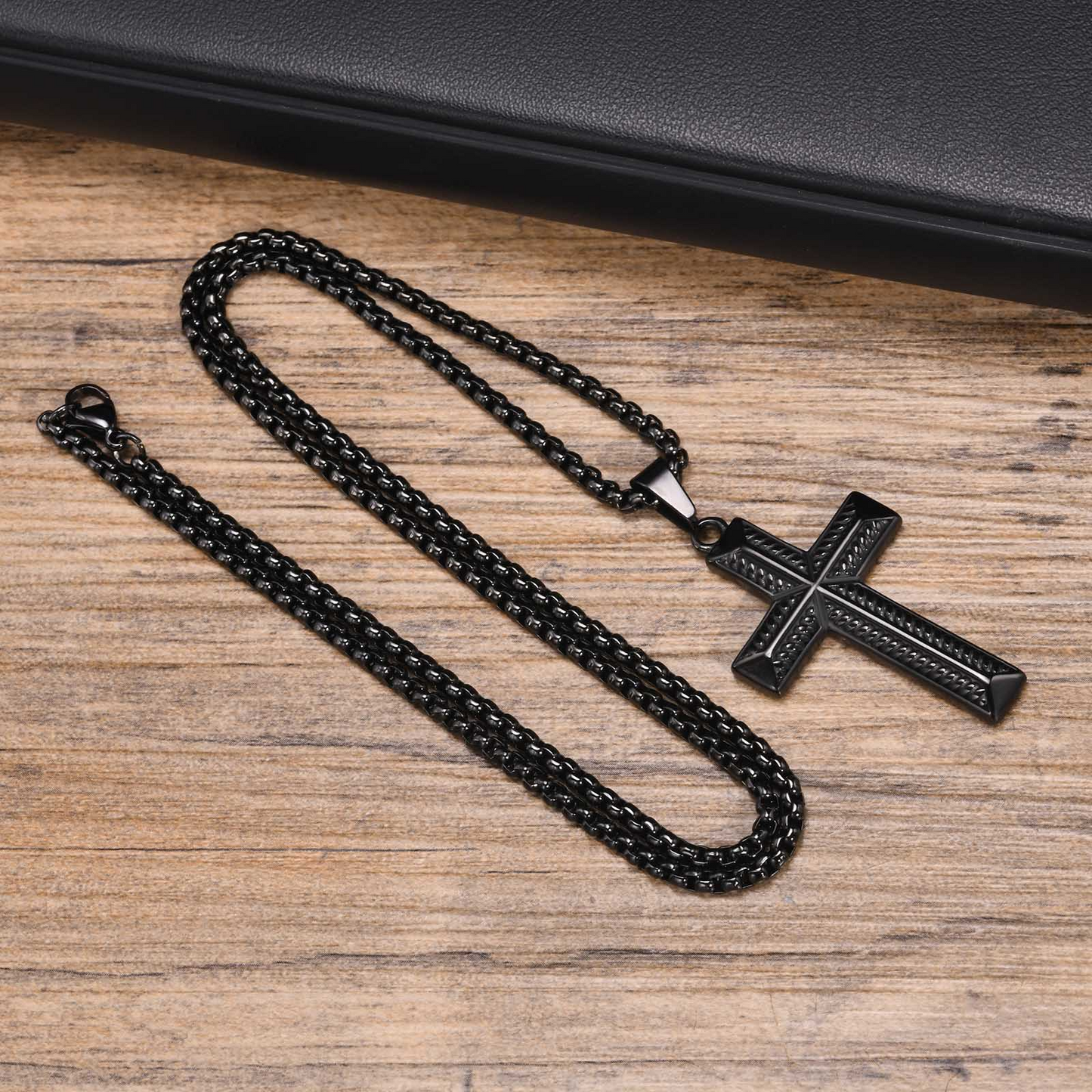 Kemstone Stainless Steel Rope Cross Pendant Necklace for Men PN-1868