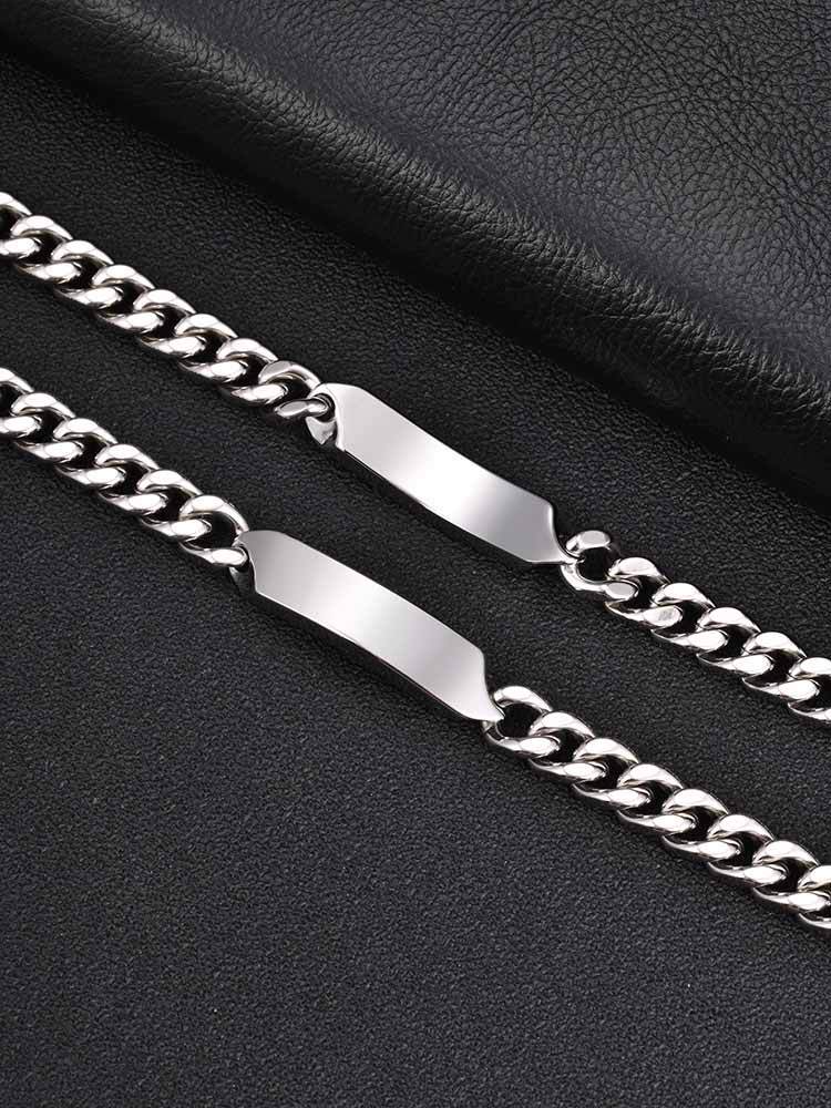 Kemstone Stainless Steel Cuban Chain Curved Plate Bracelet Men Retro Punk Hip Hop BR-2796