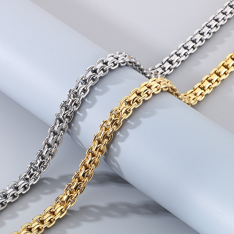 Kemstone Titanium Steel Flat Link Chain Bracelet & Necklace for Men KB188230-KJX