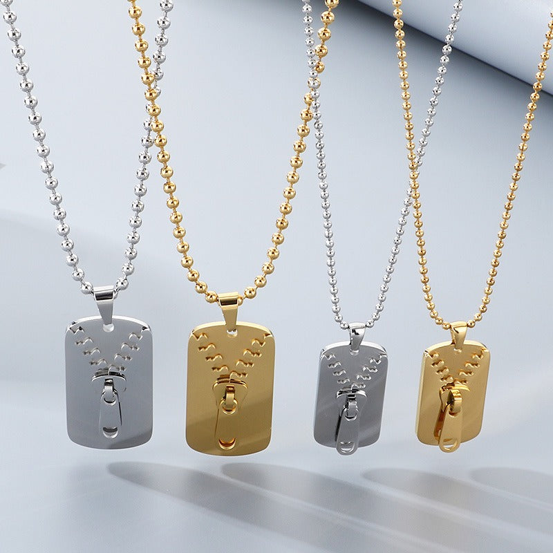 Kemstone Titanium Steel Zipper Tag Pendant Necklace for Men Women KN301415-KFC