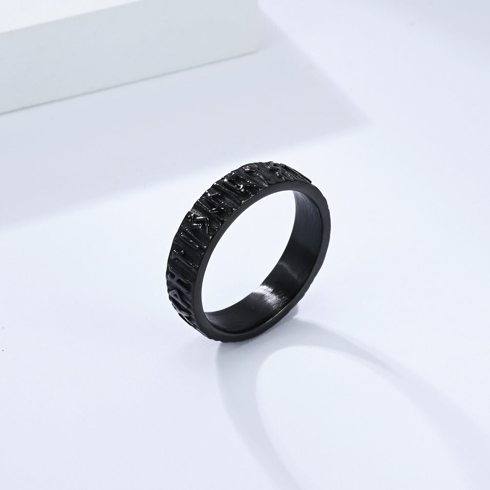 Kemstone Stainless Steel Viking Rune Ring for Men K-R1062
