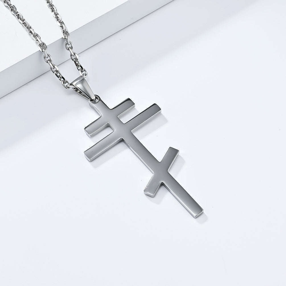 Kemstone Titanium Steel Cross Pendant Necklace for Men & Women – Minimalist Vintage Style K-PT539