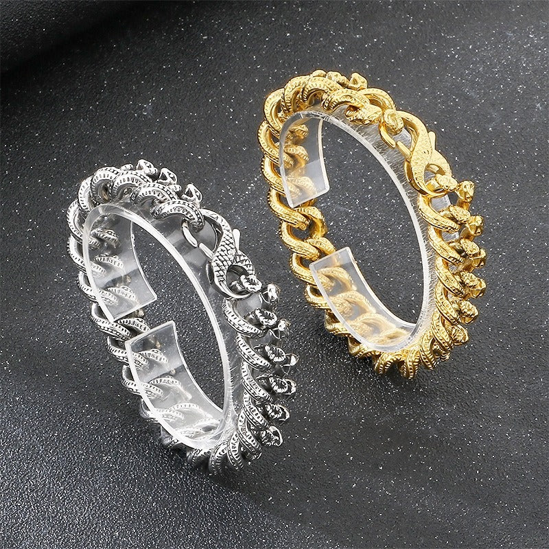 Kemstone Snake Chain Bracelet for Men Titanium Steel Heavy Link Gold Silver KB204392-KJX