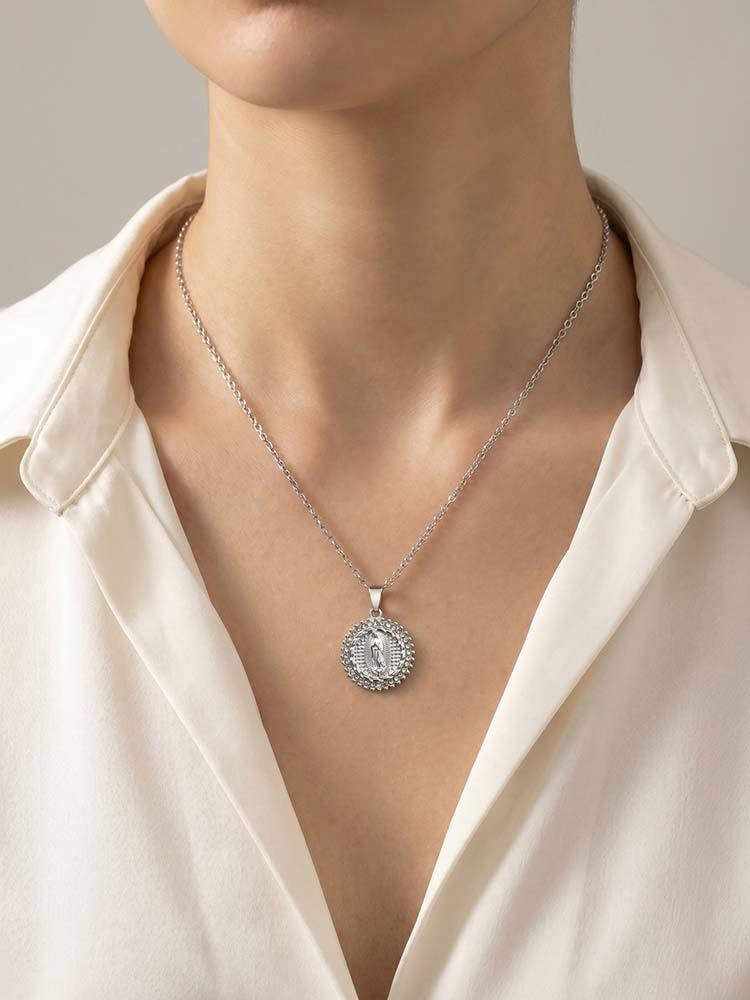 Kemston Vintage Round Medallion Coin Pendant Necklace for Men & Women Stainless Steel PN-2428