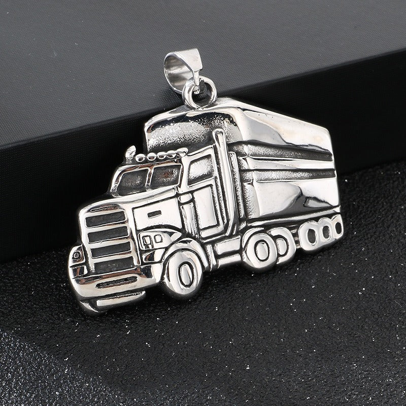 Kemstone Motorcycle Pendant Necklace for Men Stainless Steel Bike & Truck Charm Street Style KP117059-LU